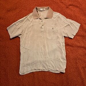 Mens XL Vintage Geometric Pattern Polo Shirt Short Sleeve Button Up Top
